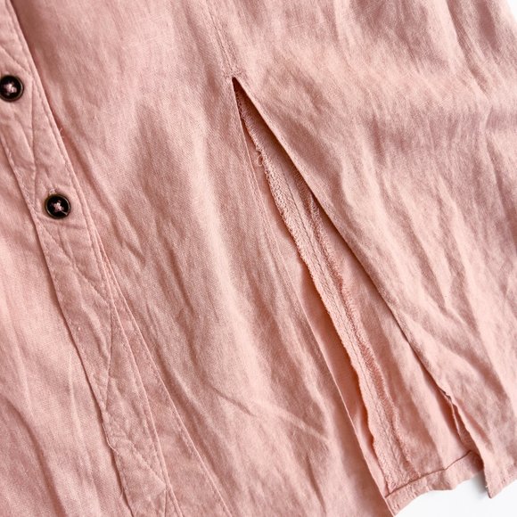 Urban Outfitters BDG | Pink Button Front Dress Linen Blend Strapless | Women's 2 - Picture 4 of 5
